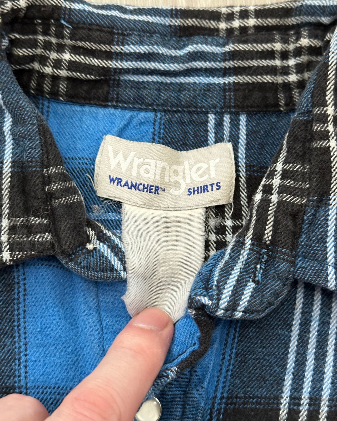 Wrangler Vintage Wrangler Pearl-Snap Blue Plaid Flannel - Size Small Size US S / EU 44-46 / 1 - 4 Thumbnail
