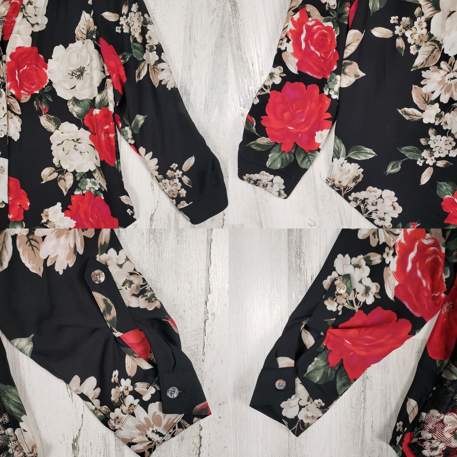Other Fig + Flower Floral Long Sleeve Button Down Petite Medium PM Size M / US 6-8 / IT 42-44 - 9 Thumbnail