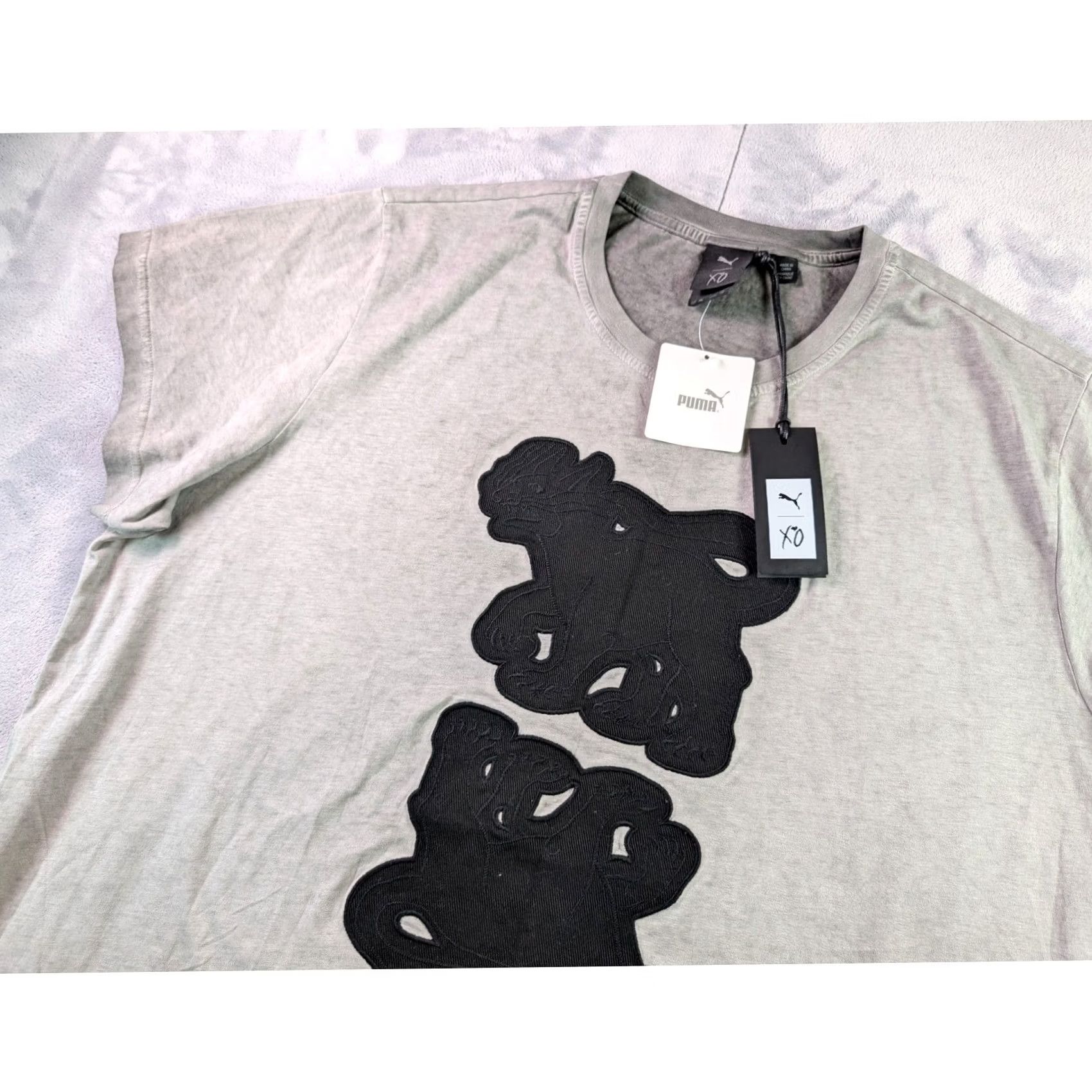 Puma PUMA x XO The Weeknd T-Shirt XL Mens Gray Crew Neck Short Sleeve Graphic Print Embroidered Logo Limited Edition 2010-2019 Washed Top Size US XL / EU 56 / 4 - 2 Thumbnail