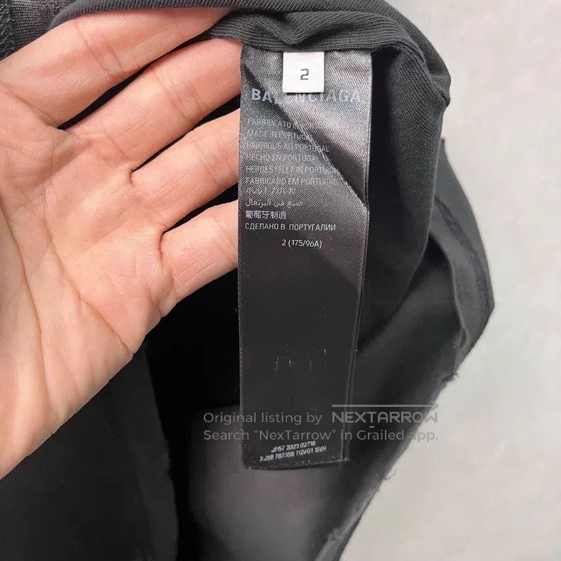 Balenciaga Balenciaga Ripped Style Black Logo Short Sleeve Size US M / EU 48-50 / 2 - 4 Thumbnail
