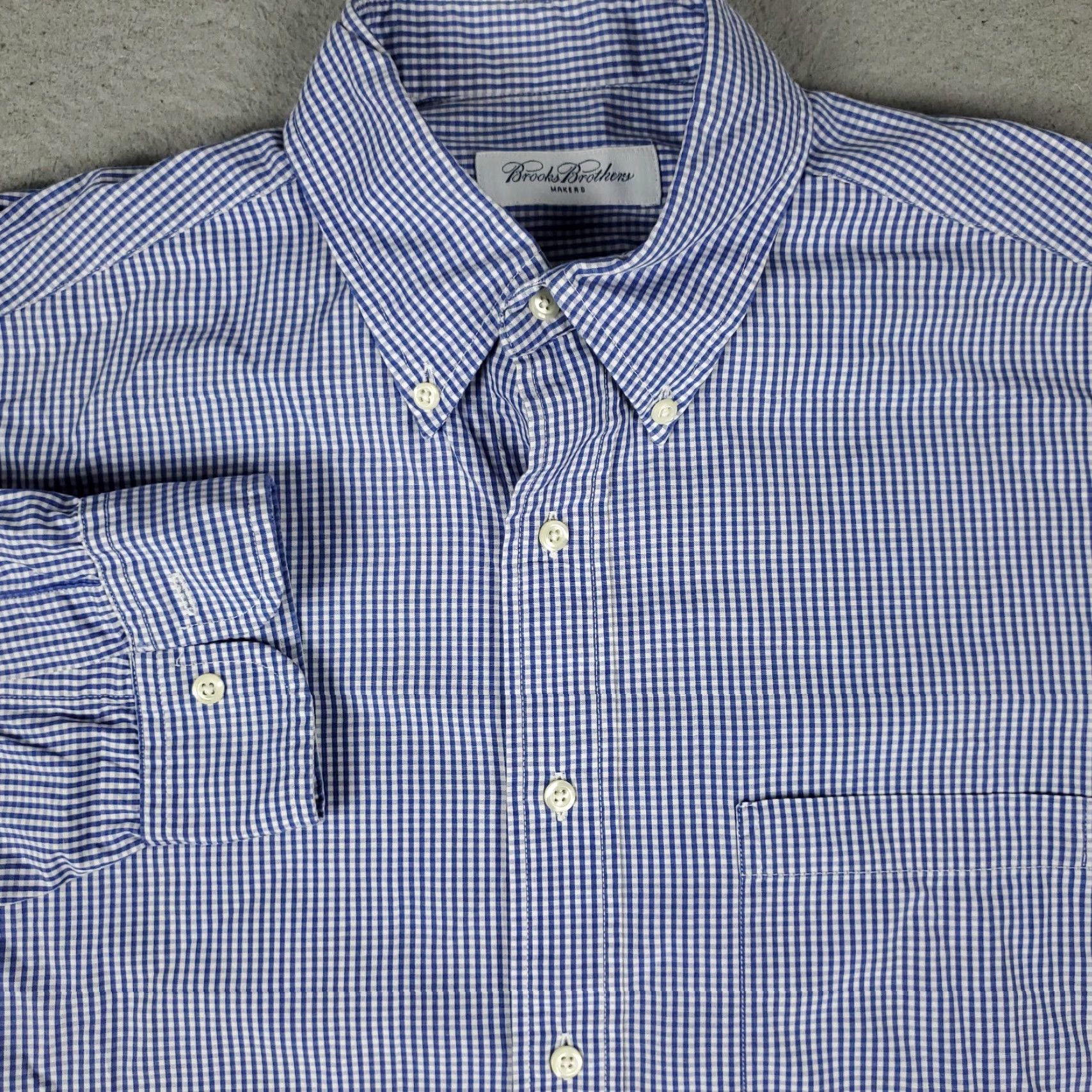 Brooks Brothers Brooks Brothers Shirt Mens 16 Blue Check Dress Button Up Long Sleeve Size 42R - 2 Thumbnail