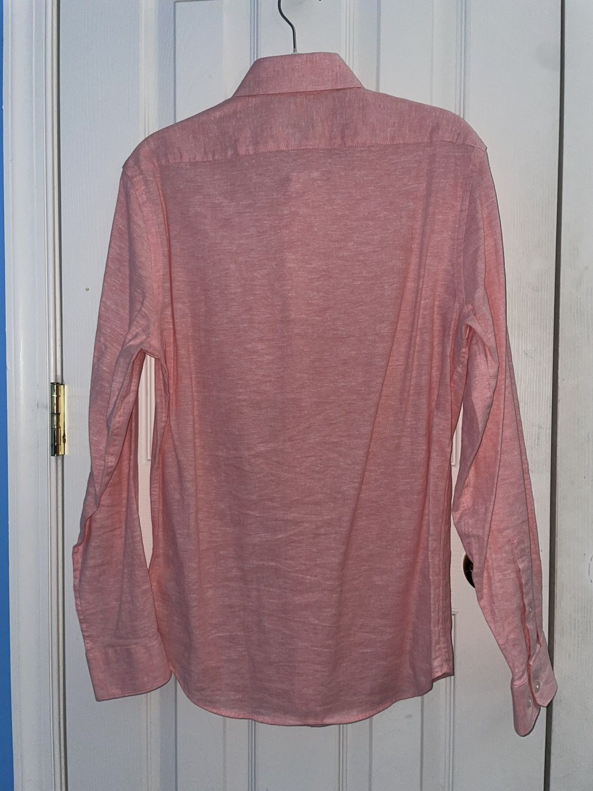 Express Express Slim Fit Linen-Cotton Button-Up Shirt - XS, Pink Size US XS / EU 42 / 0 - 4 Thumbnail