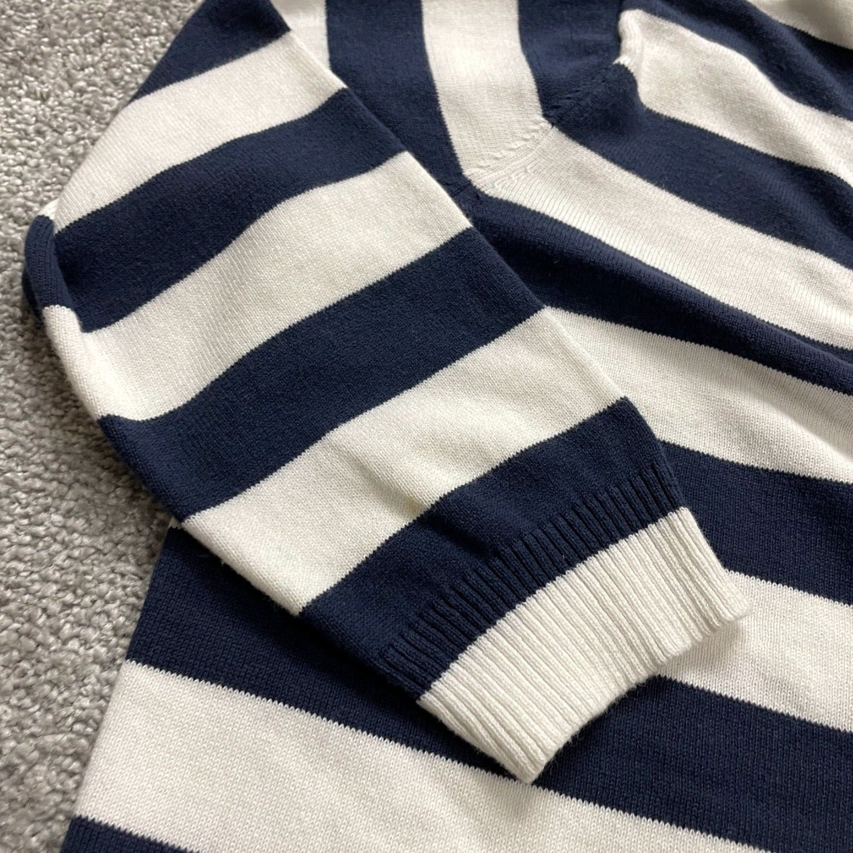 Vintage Covington Cardigan Sweater Womens Large Blue Striped V-Neck Button Knit All Seasons Size L / US 10 / IT 46 - 3 Thumbnail