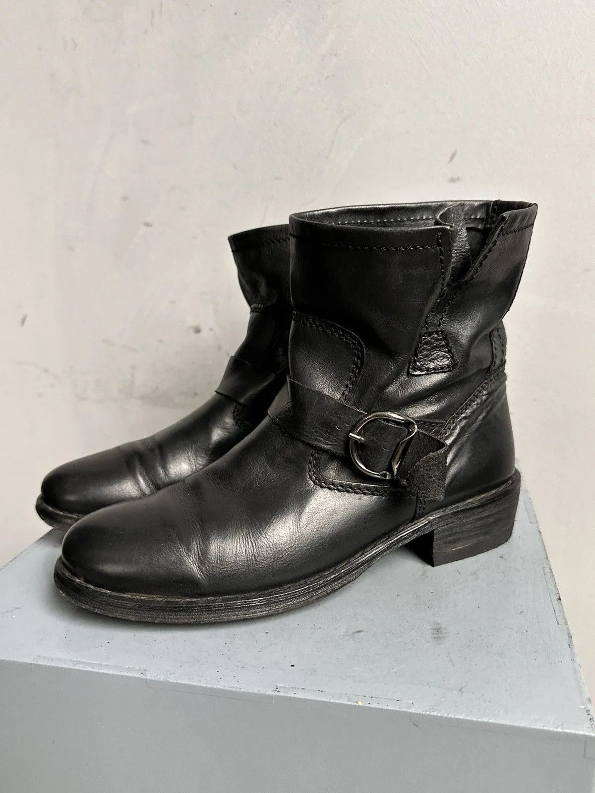 Leather Black leather ankle boots metal zip AS 98 style guidi Size US 9 / IT 39 - 6 Thumbnail