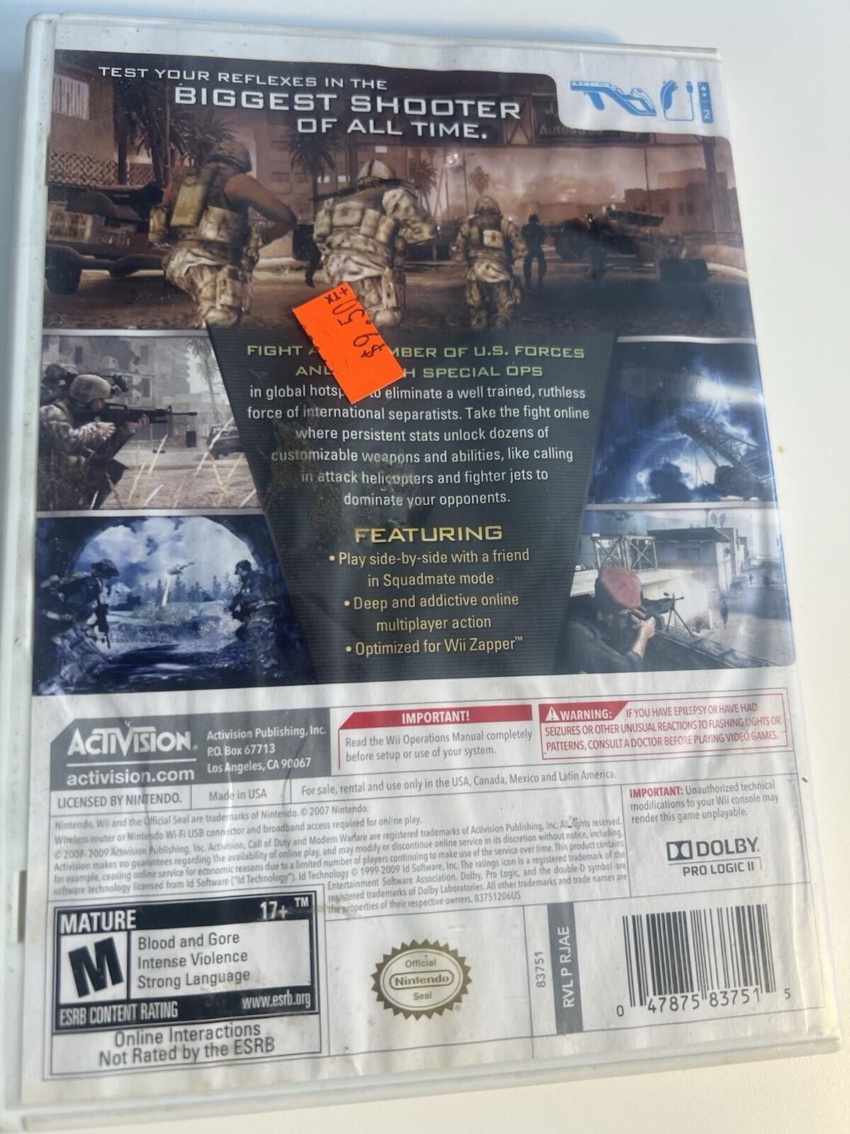 Other Call of Duty: Modern Warfare Reflex Edition (Nintendo Wii Size ONE SIZE - 9 Thumbnail
