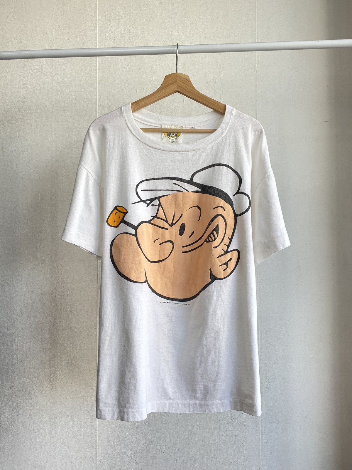 Image of American Classics x Cartoon Network Vintage 1988 Popeye Tee in White, Men's (Size XL)