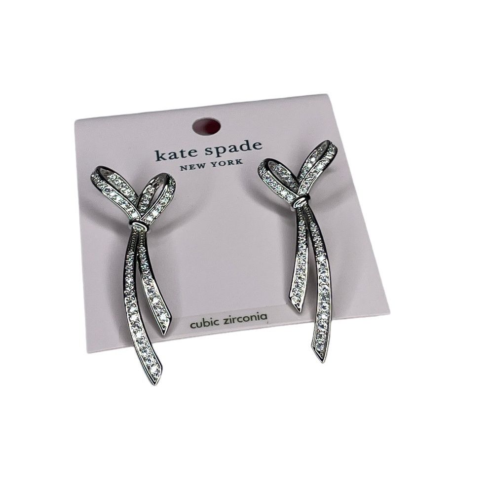 Kate Spade Kate Spade All Tied Up Paved Silver Earrings Size ONE SIZE - 3 Thumbnail