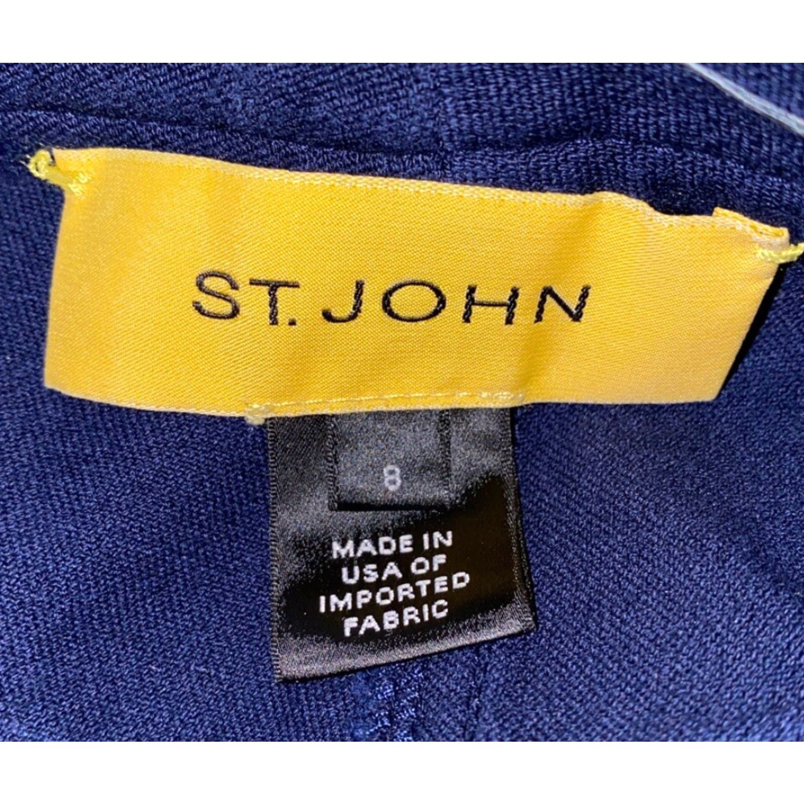 St. John St. John Womens Dark Blue Zip Fly Casual Pants Size 8 - Regular Inseam 31 in - Cotton Flat Front Womens Pants Size 24" / US 00 / IT 34 - 5 Thumbnail