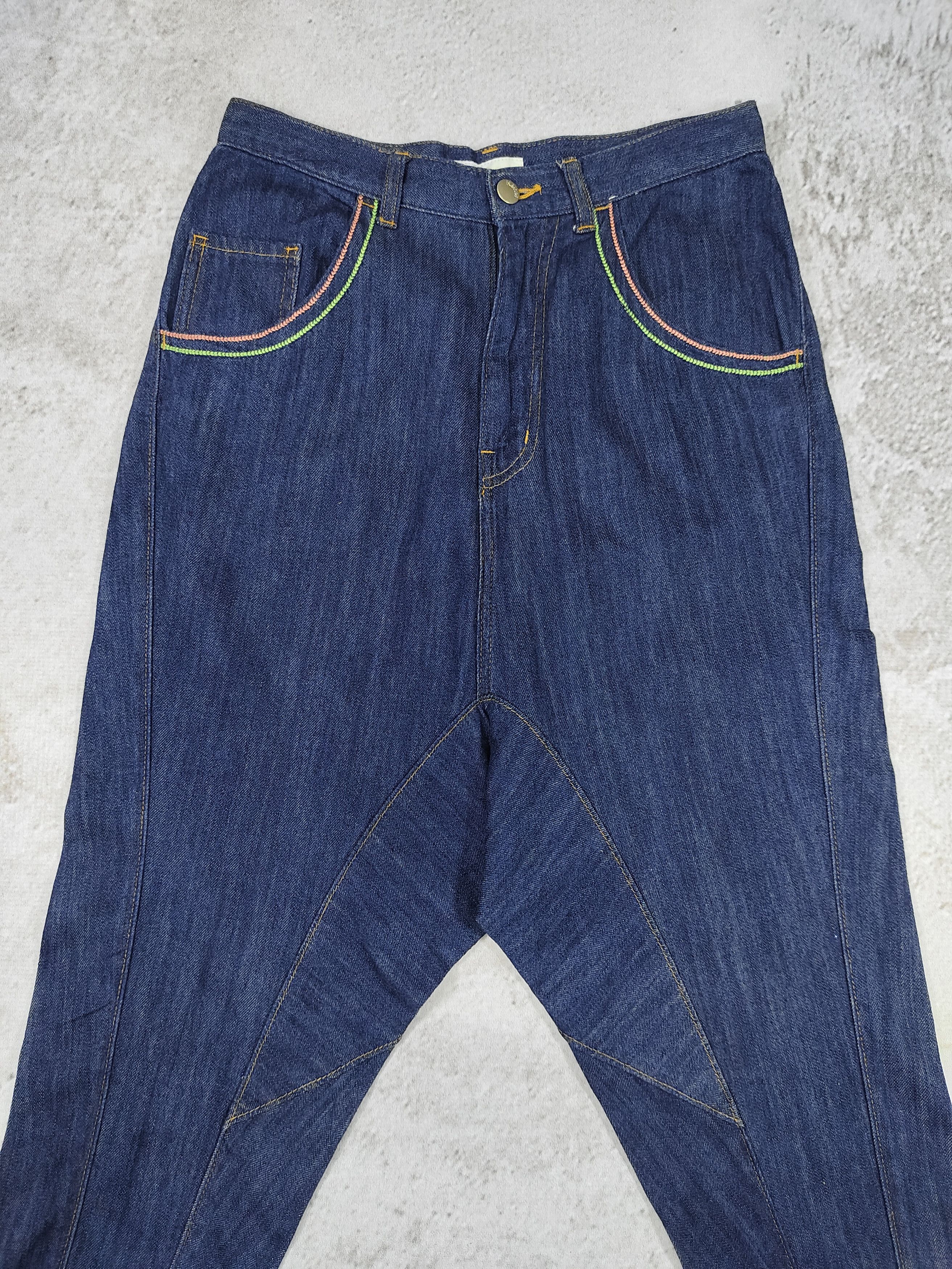 Ne-Net 00s Ne-net- Elephant Pacth Drop Crotch Cropped Denim Pants Size 29" - 7 Thumbnail