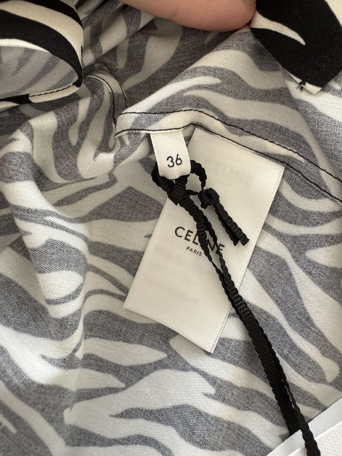 Celine × Hedi Slimane CELINE HAWAIIAN SHIRT IN PRINTED VISCOSE OFF WHITE / BLACK Size US S / EU 44-46 / 1 - 14 Thumbnail
