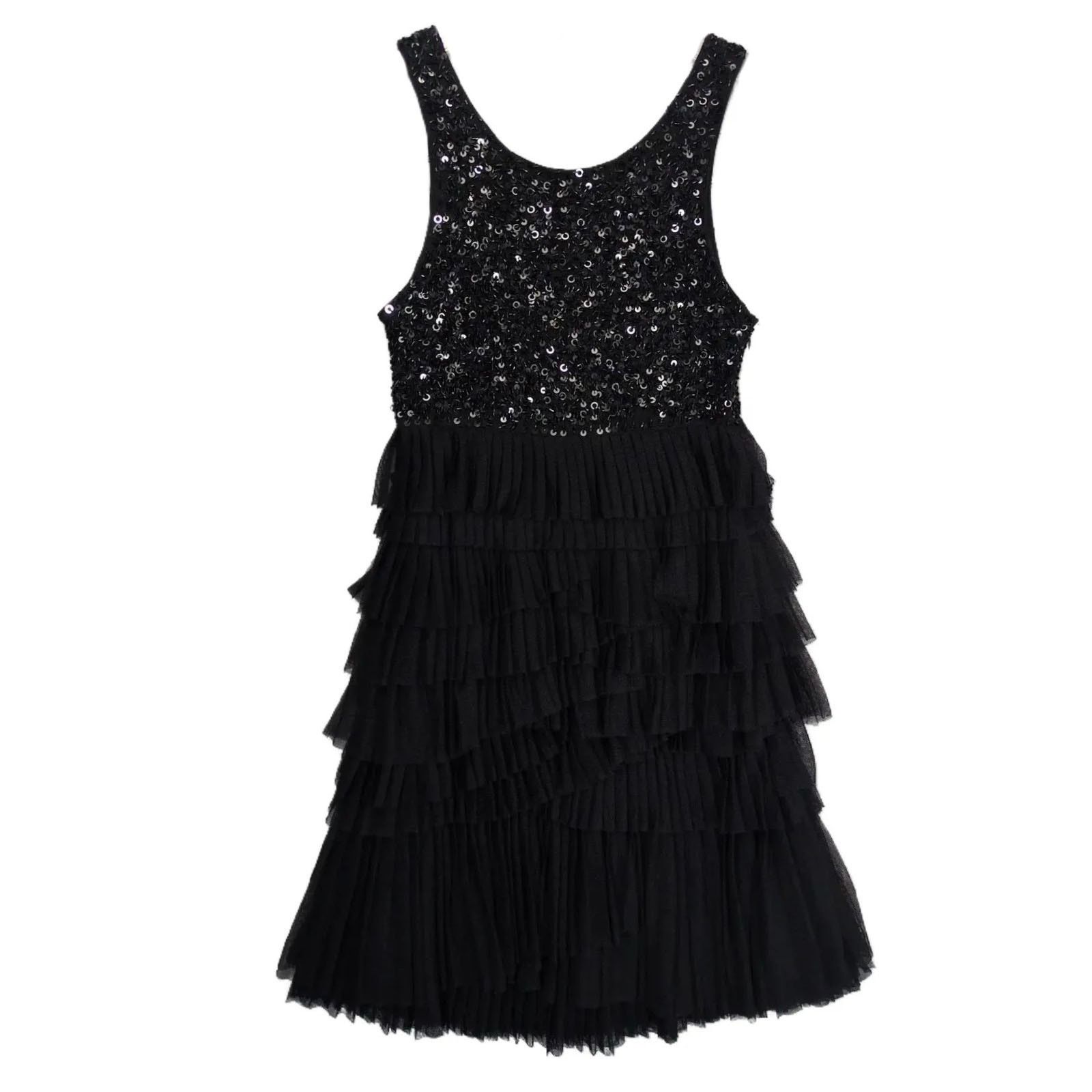 Miss Me MM Couture by Miss Me Black Sequin Layered Chiffon Dress Size M / US 6-8 / IT 42-44 - 2 Thumbnail