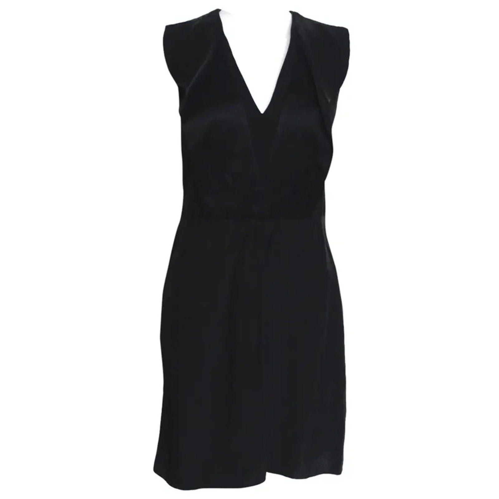 chloma New Chloe Black Satin Front Sleeveless Dress F38 uk 10 Size M / US 6-8 / IT 42-44 - 3 Thumbnail