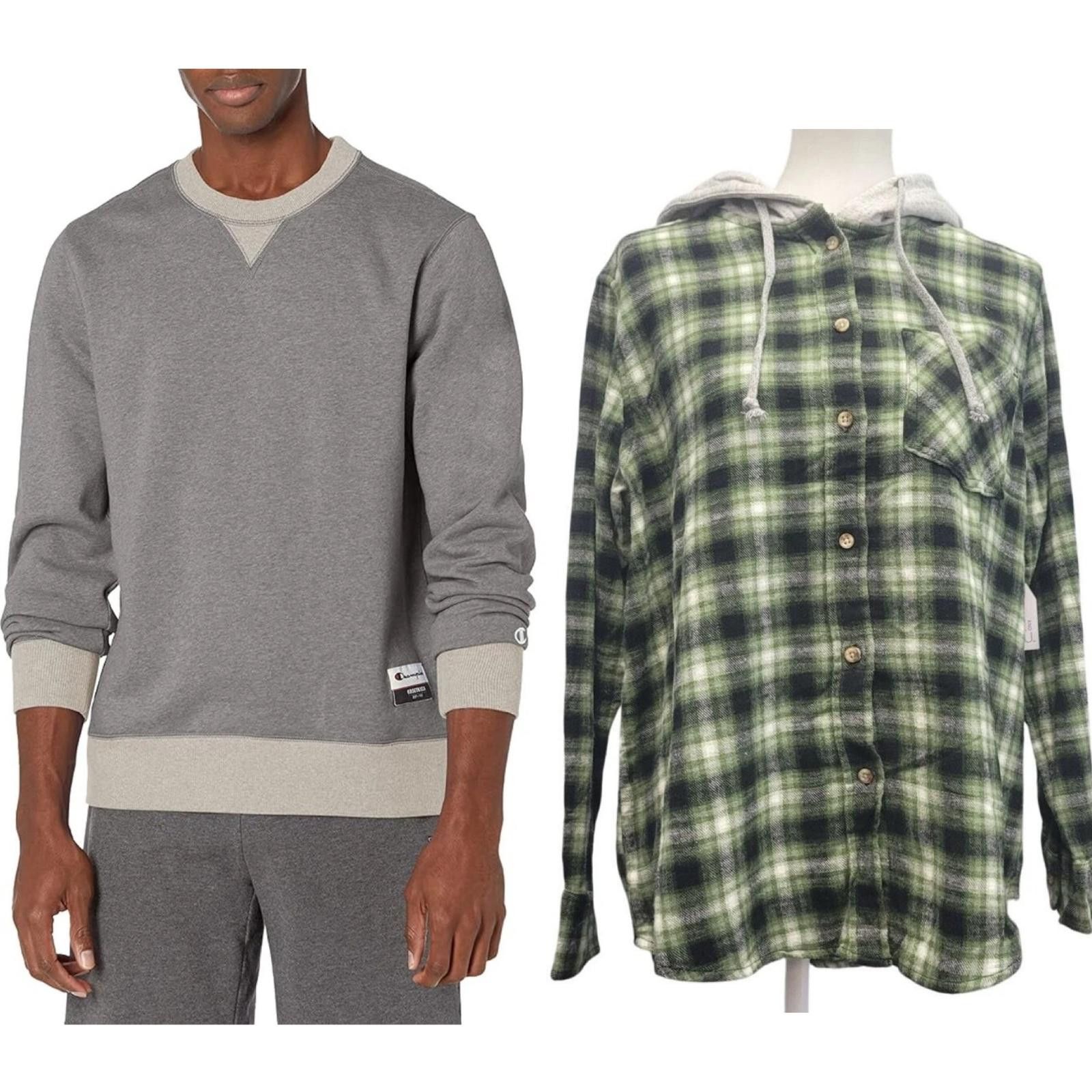 Champion New Champion Unisex Small Sweatshirt w Bonus Flannel Hoodie Size S / US 4 / IT 40 - 1 Thumbnail