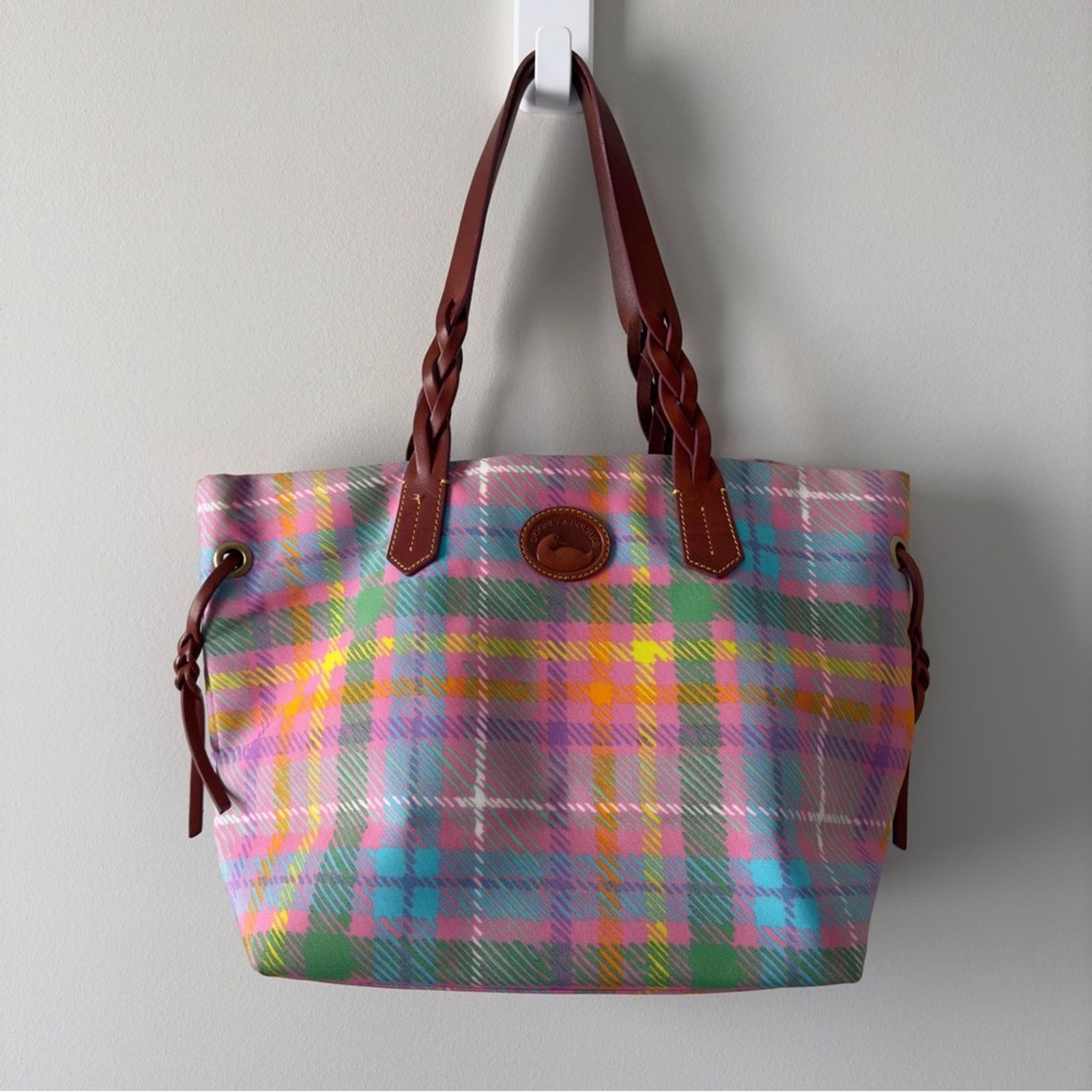 Dooney & Bourke Dooney & Bourke plaid shopper tote colorful braided leather Size ONE SIZE - 1 Thumbnail