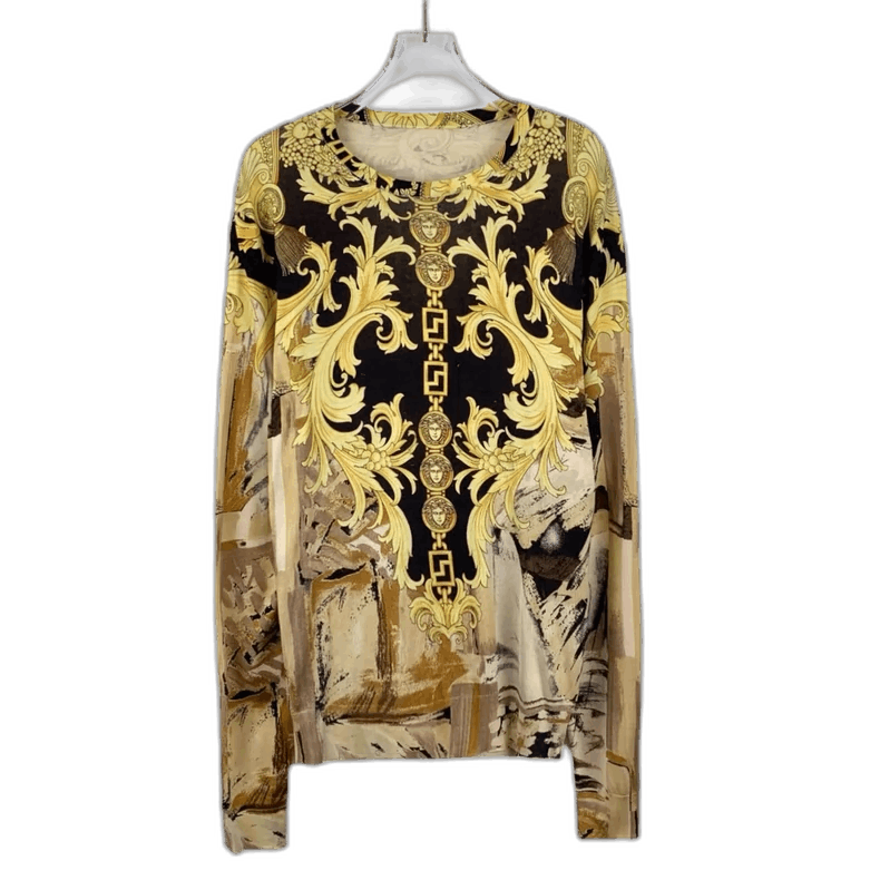Versace Versace Yellow Baroque Print Long Sleeve T-Shirt Size US XS / EU 42 / 0 - 1 Thumbnail