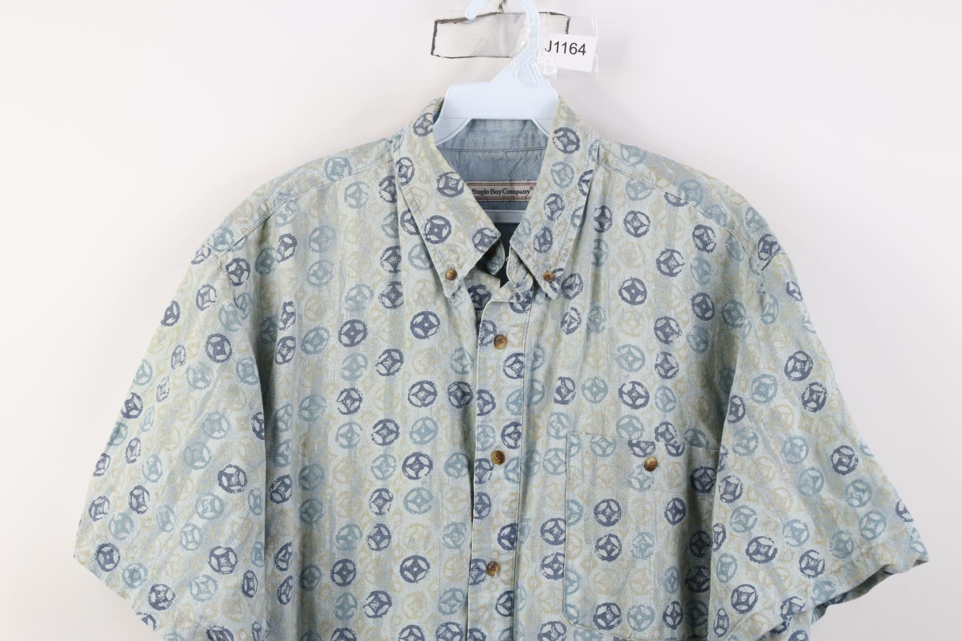 Vintage Vintage 90s Streetwear Geometric Short Sleeve Button Shirt Size US M / EU 48-50 / 2 - 2 Thumbnail