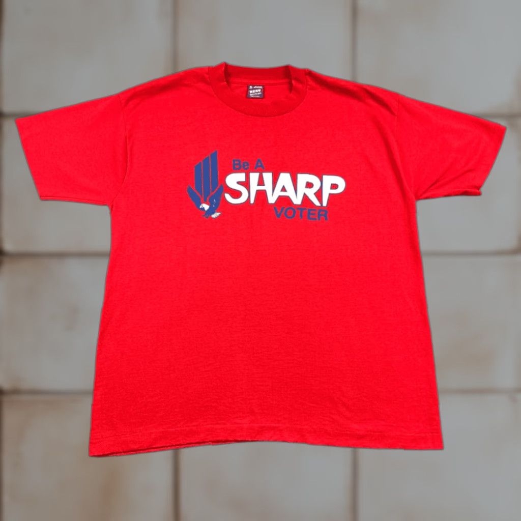 Fruit Of The Loom VINTAGE Sharp Voter Shirt Adult EXTRA LARGE Red Election Politics Ballot 90s Size US XL / EU 56 / 4 - 1 Thumbnail
