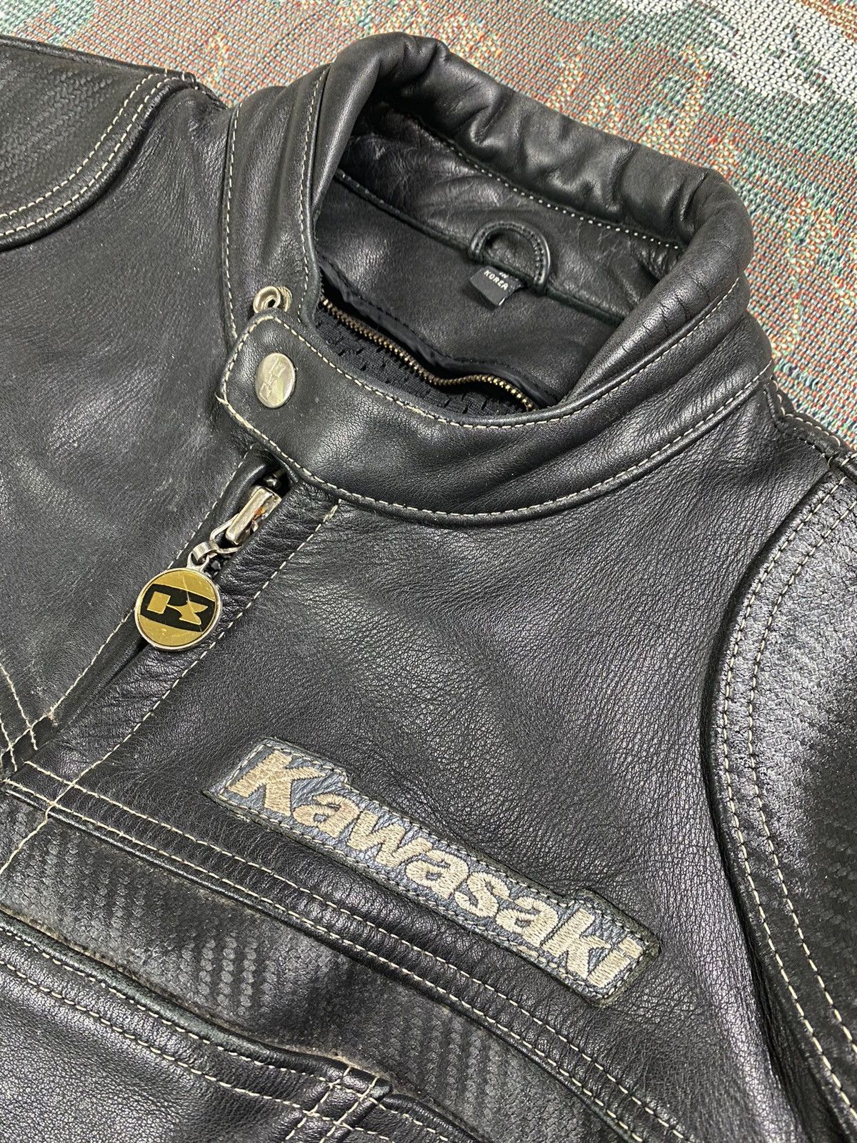Vintage Kawasaki (Biker) Padded Leather Jacket Size US S / EU 44-46 / 1 - 7 Thumbnail