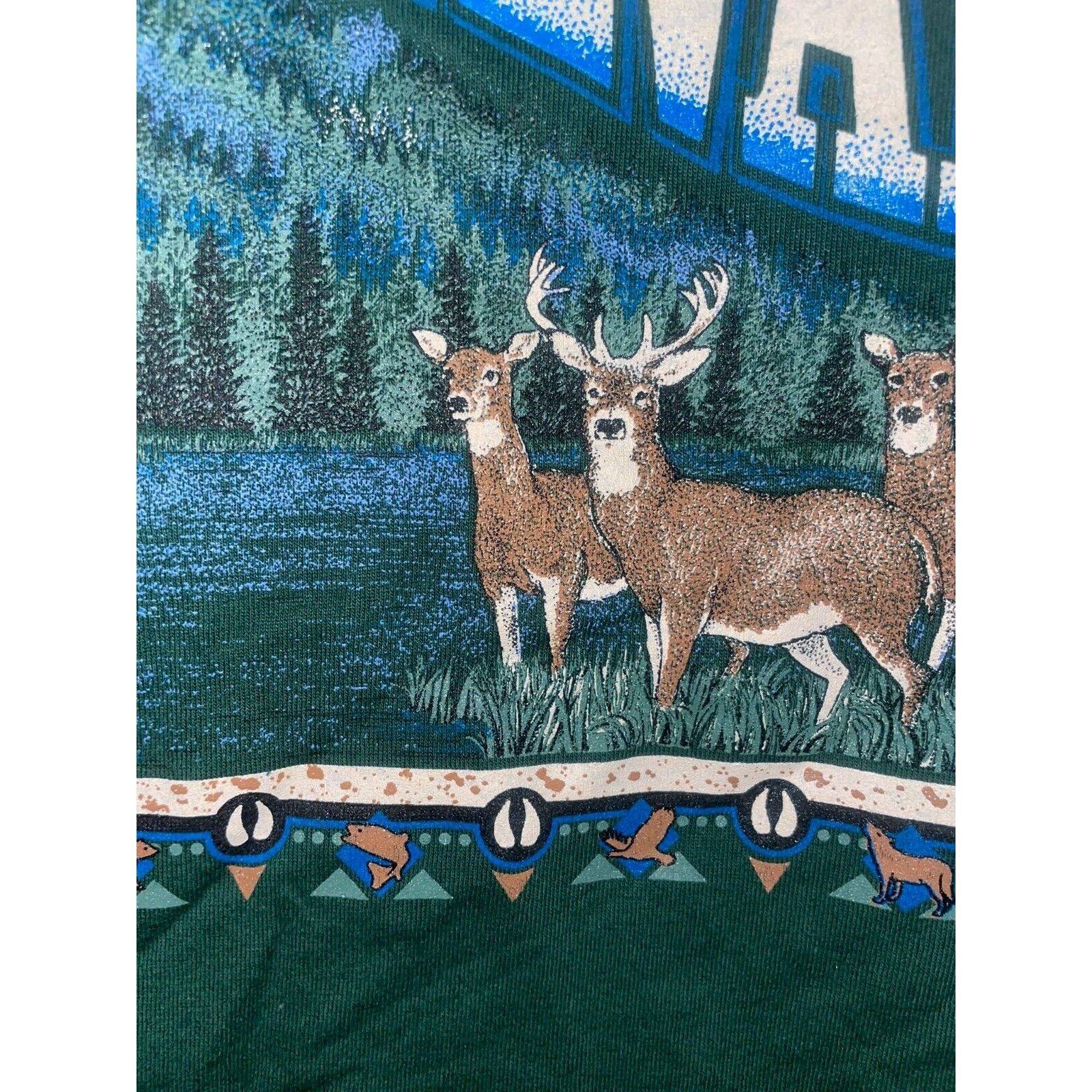 Jerzees 90s Pennsylvania Deer Scenic Nature Graphic T-Shirt L Size US L / EU 52-54 / 3 - 6 Thumbnail