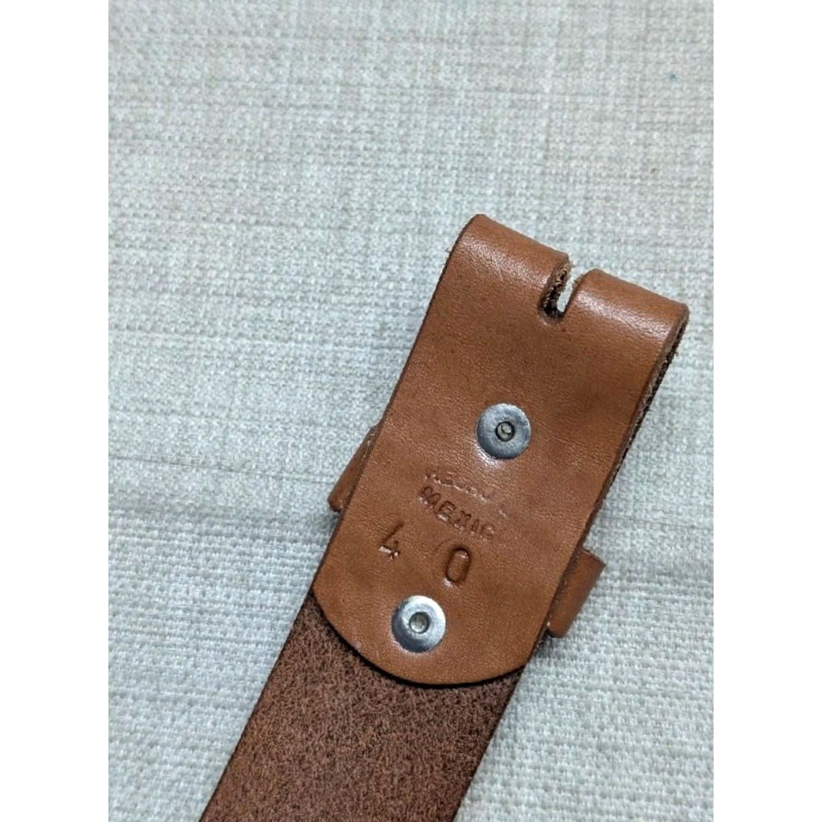 Vintage VINTAGE handcrafted belt Western Men 40 Cowboy brown leather full grain cowhide 1-1/2" width Size 40 - 5 Thumbnail