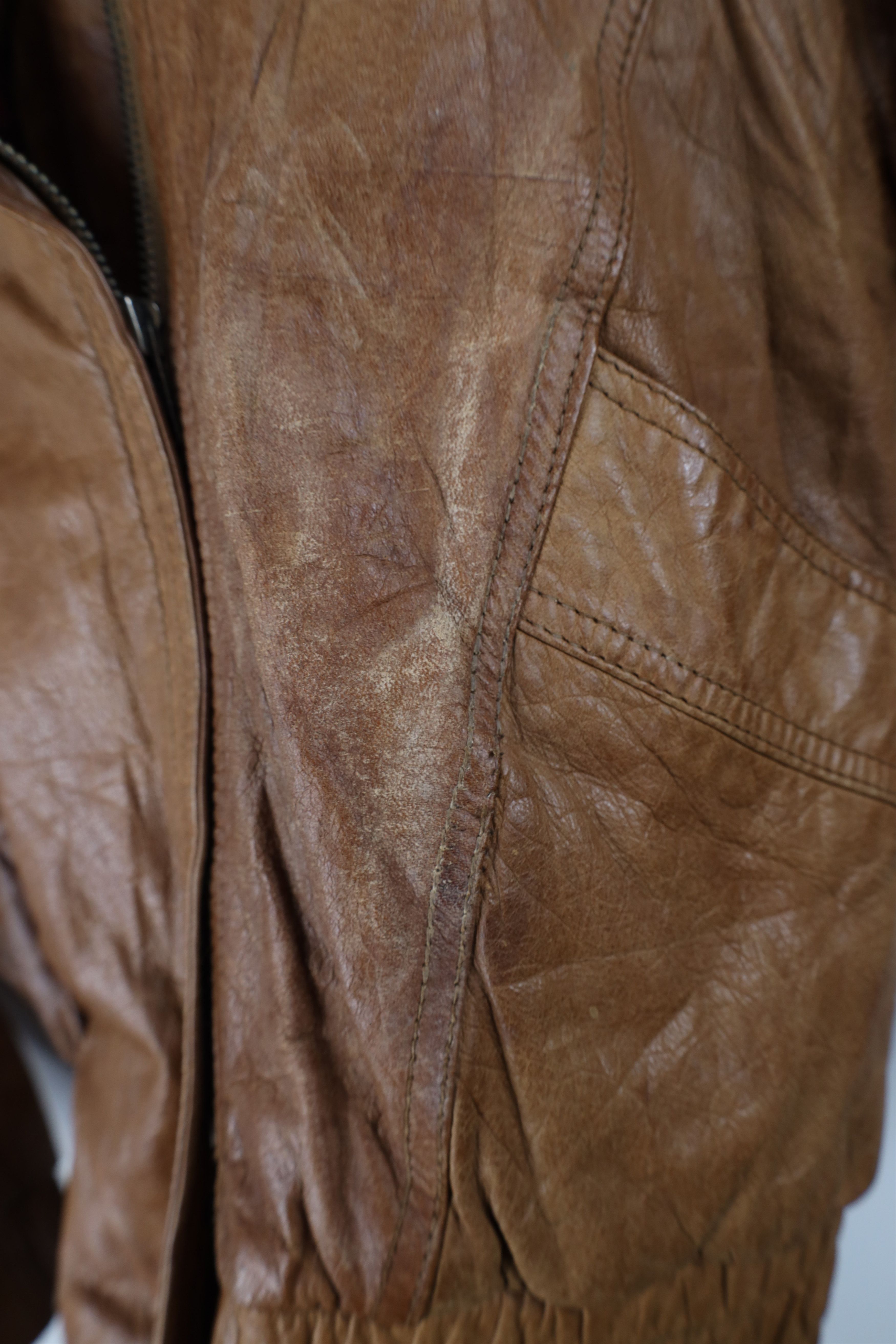 Vintage Vintage 90s Streetwear Lined Leather Bomber Jacket Size M / US 6-8 / IT 42-44 - 4 Thumbnail