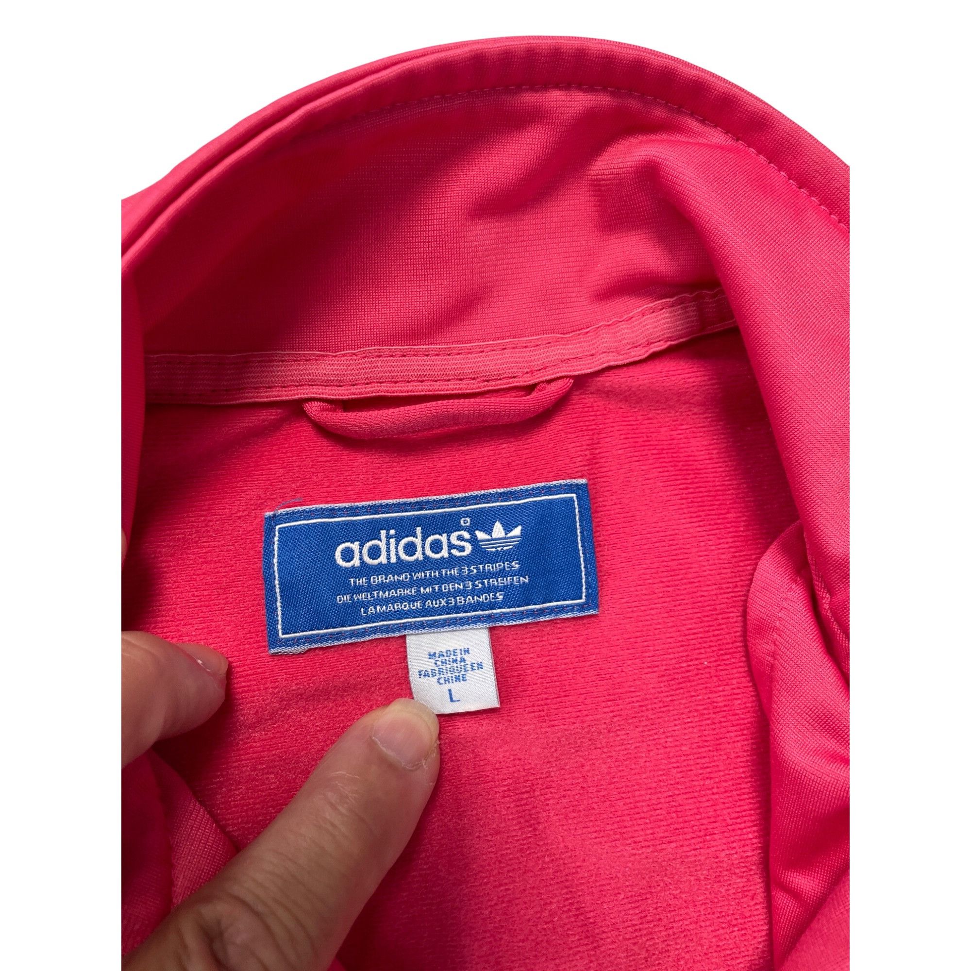 Adidas Adidas Womens Pink Track Jacket With Blue Stripes Size L SKU Size L / US 10 / IT 46 - 5 Thumbnail