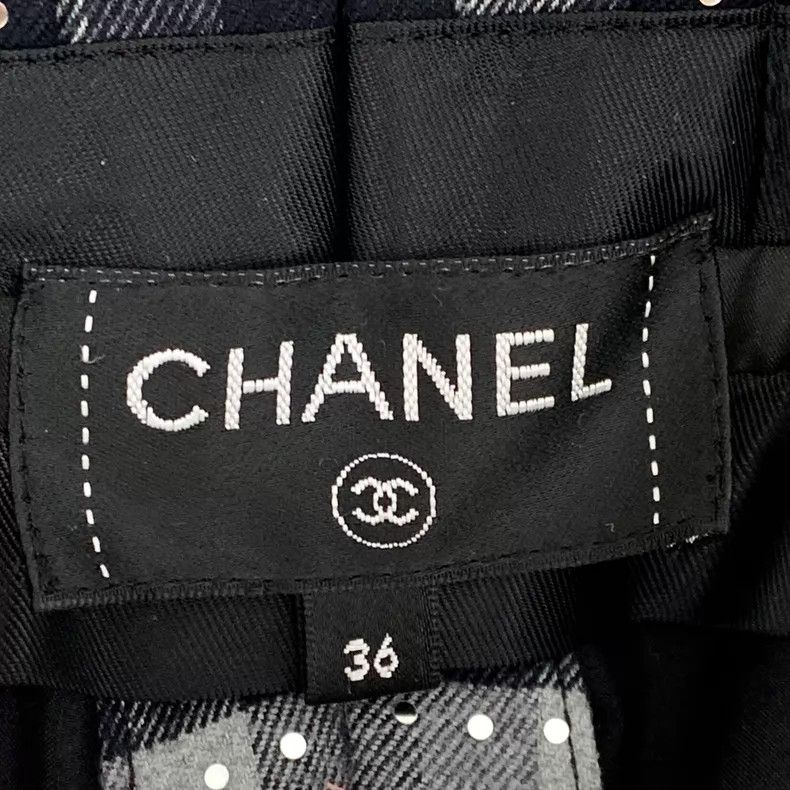 Chanel Chanel Black plaid diamond decoration design cotton casual Size 24" / US 00 / IT 34 - 5 Thumbnail
