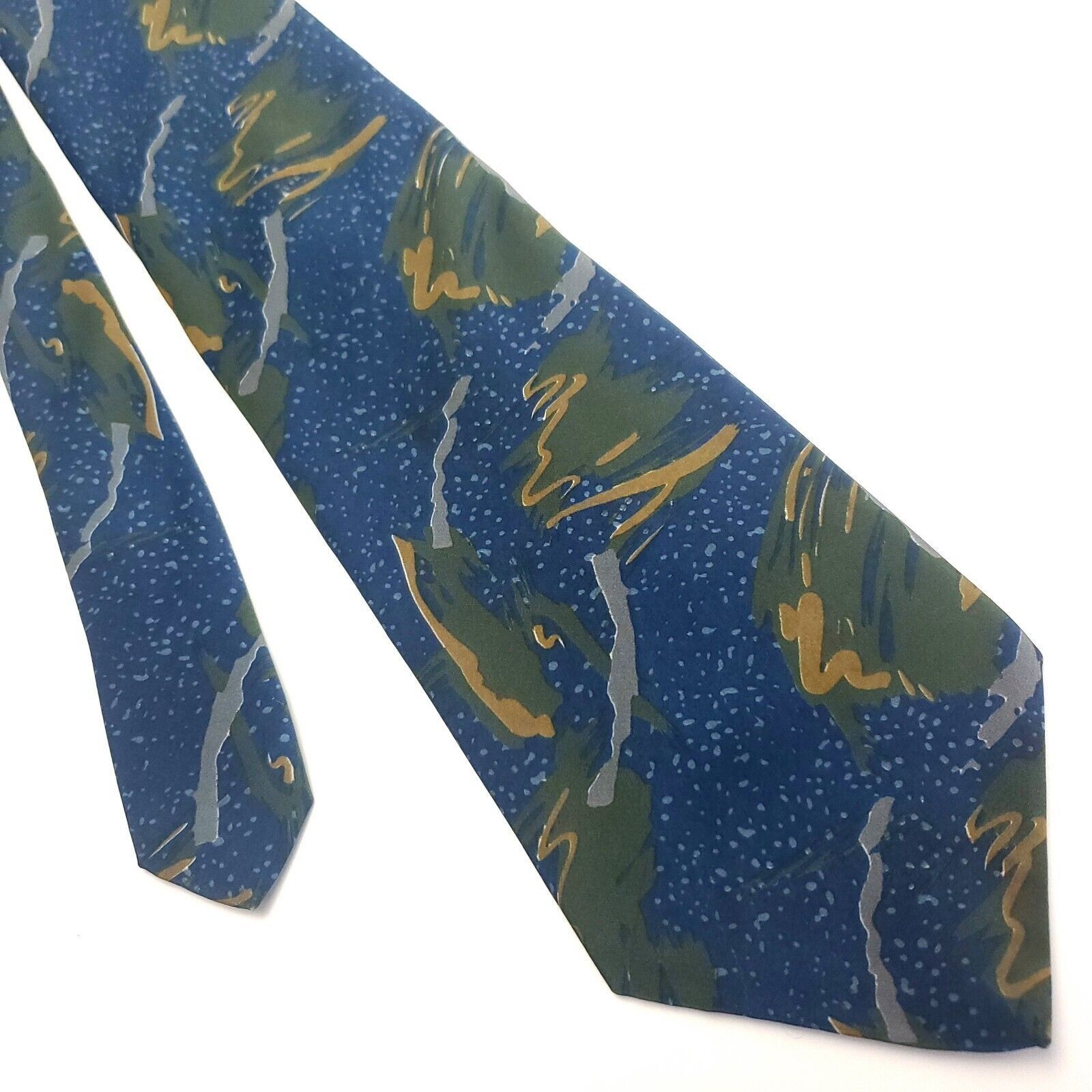 Oleg Cassini Oleg Cassini Blue Green Silk Tie Woven Abstract Size ONE SIZE - 1 Thumbnail