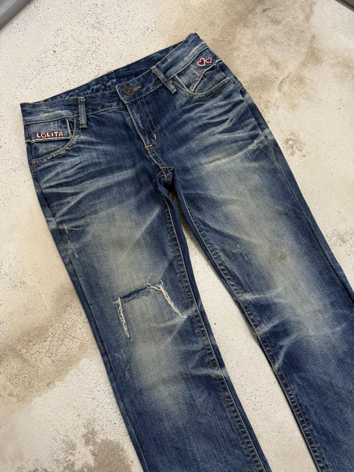 Japanese Brand Lolita Distressed Embroidery Mudwash Whisker Union Jack Pant Size US 29 - 3 Thumbnail