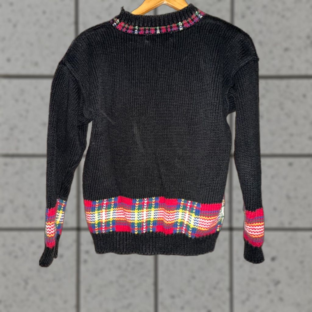 Vintage VINTAGE Westbound Sweater Women's Medium Black Solid Christmas Heavyweight Knit Crew Neck Long Sleeve Crochet Embroidered Pullover Size M / US 6-8 / IT 42-44 - 1 Thumbnail