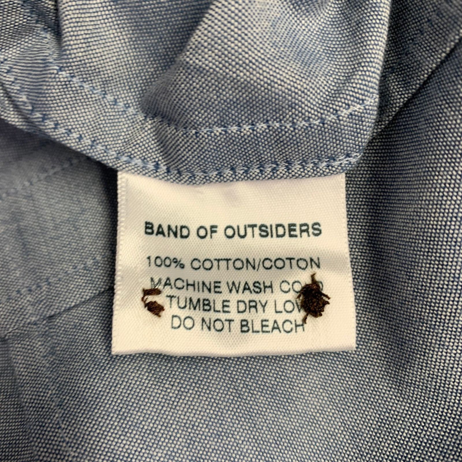 Band Of Outsiders Size L Blue Grey Cotton One Pocket Long Sleeve Shirt Size US L / EU 52-54 / 3 - 7 Thumbnail