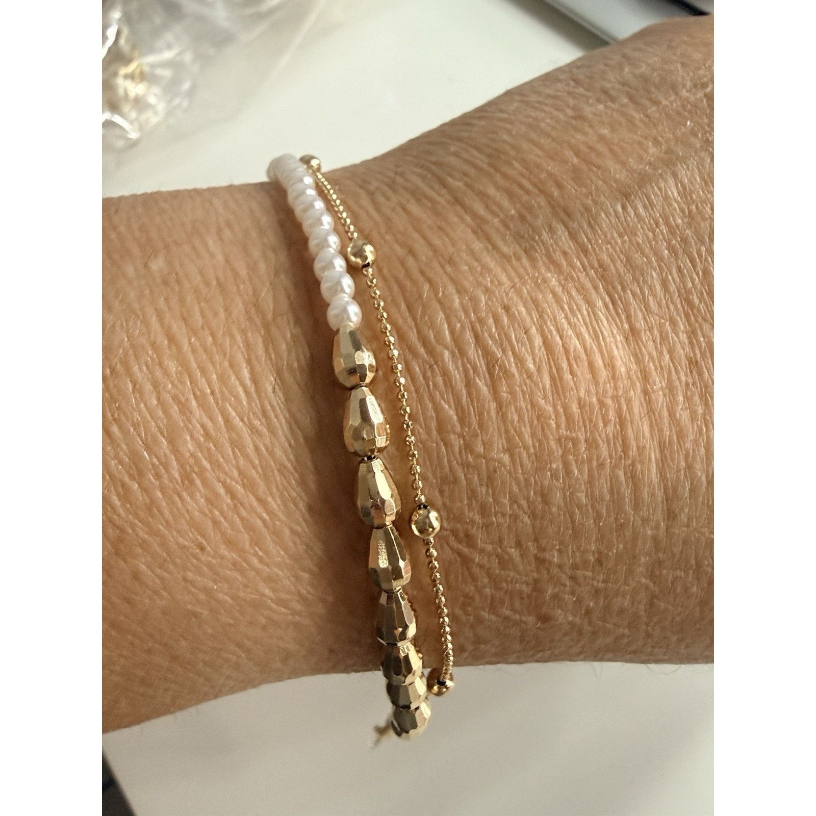 & Other Stories Double Gold Plated Bracelet with Pearls Size ONE SIZE - 1 Thumbnail