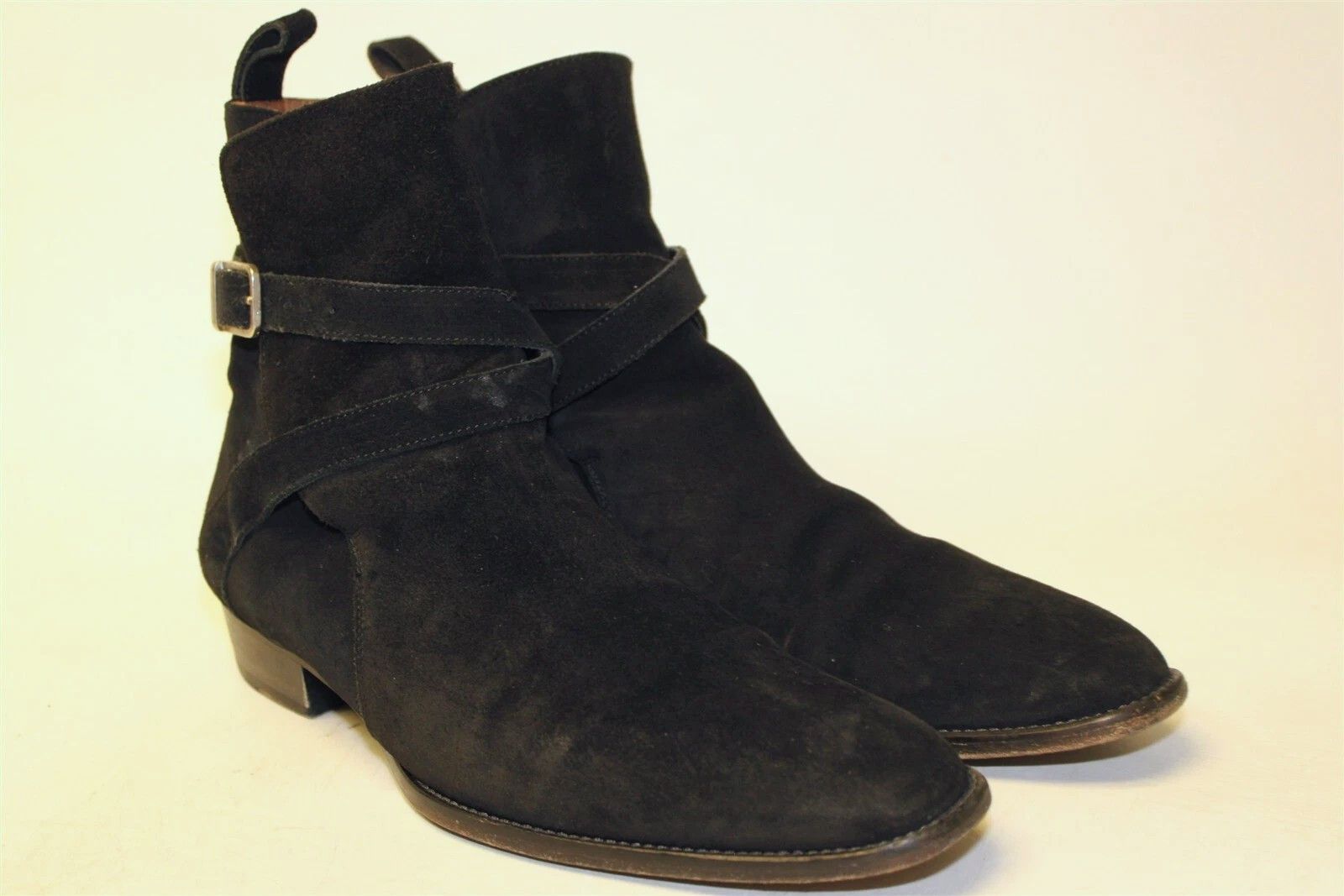 Genuine Leather Black Suede Jodhpur Boots Black 11 Leather Strap Buckle Size US 11 / EU 44 - 2 Thumbnail
