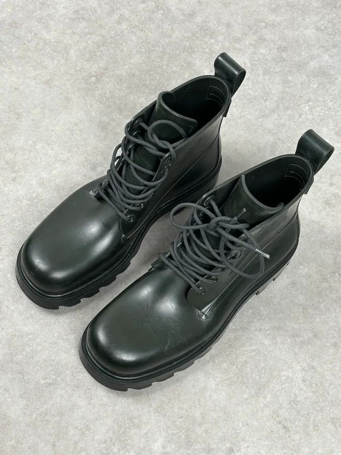 Bottega Veneta Bottega Veneta Dark Green Leather Rubber Lace-Up Boots Size US 11 / EU 44 - 5 Thumbnail
