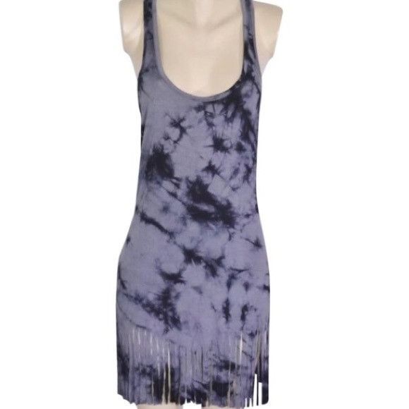 Ronny Kobo Torn by Ronny Kobo Gray tie dye fringe dress Size L / US 10 / IT 46 - 1 Thumbnail