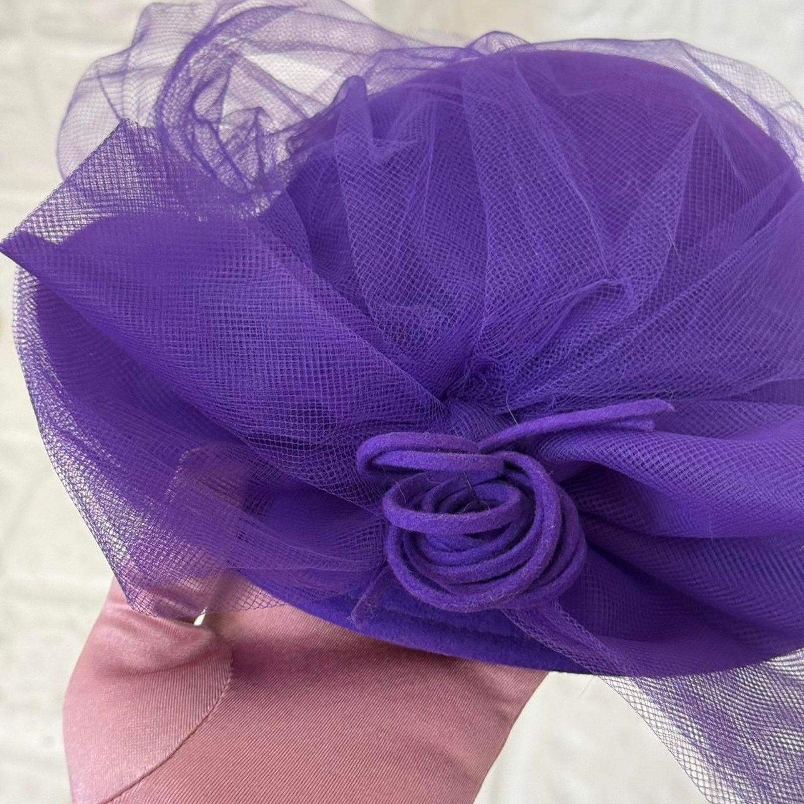 Other ✶ vintage 80s purple wool fascinator hat ✶ Size ONE SIZE - 3 Thumbnail