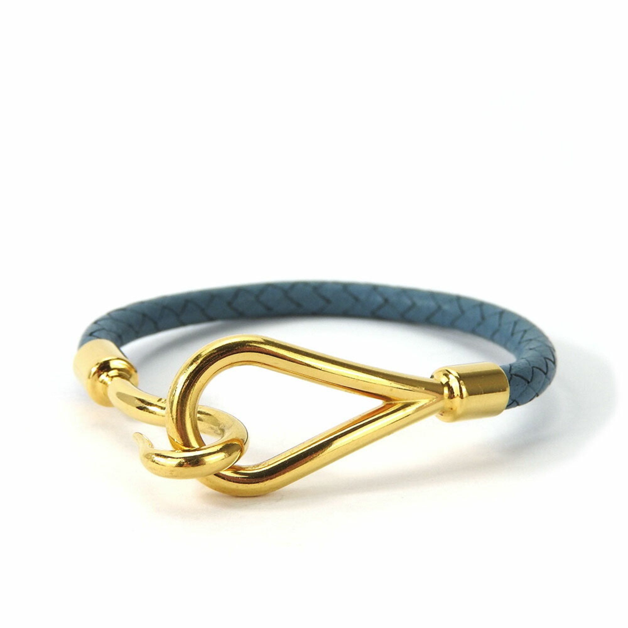 image of Hermes Bracelet Jumbo Leather Metal Blue Gp Women's Hermes