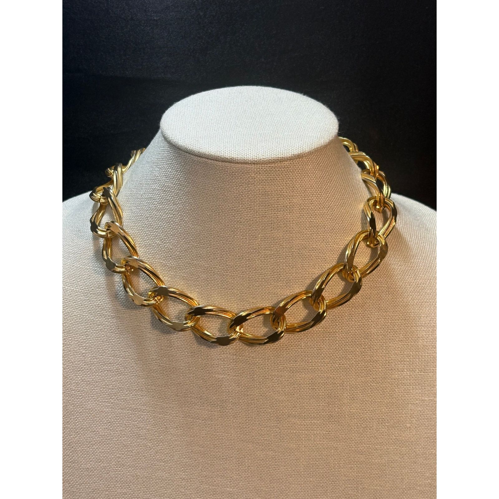 Other Vintage Gold Tone Oversized Link Chain Necklace 1980s 16" Size ONE SIZE - 5 Thumbnail