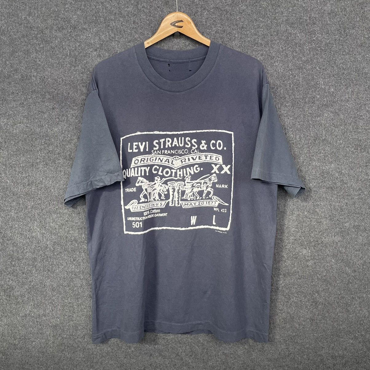 Levi's × Vintage 1990s Levis OG Big Logo All Single Stitch T Shirt Size US XL / EU 56 / 4 - 1 Thumbnail
