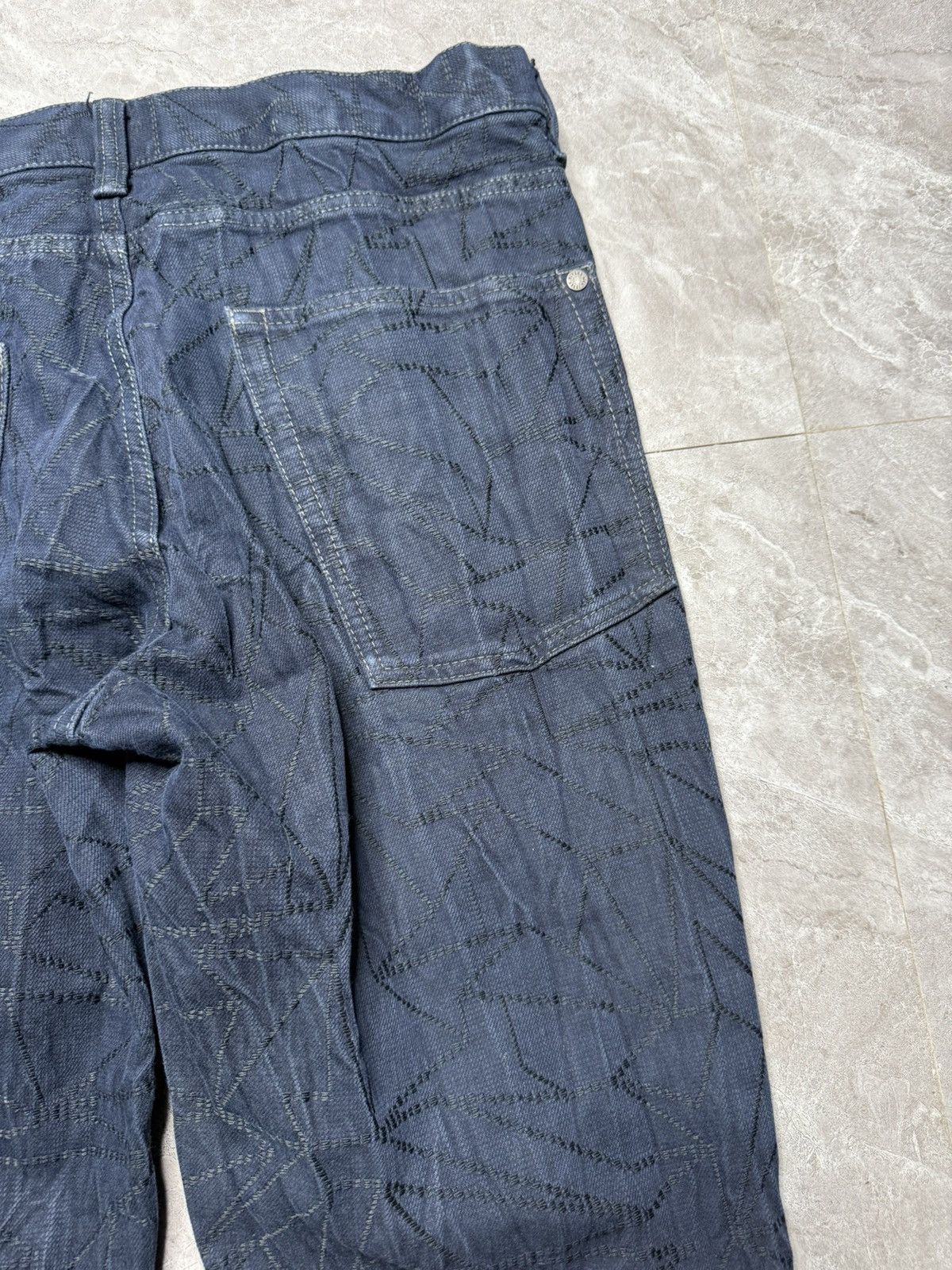 Issey Miyake IsseyMiyakeMen A/W15 Indigo Dyed 3D stitching Pattern Jeans Size US 33 - 8 Thumbnail