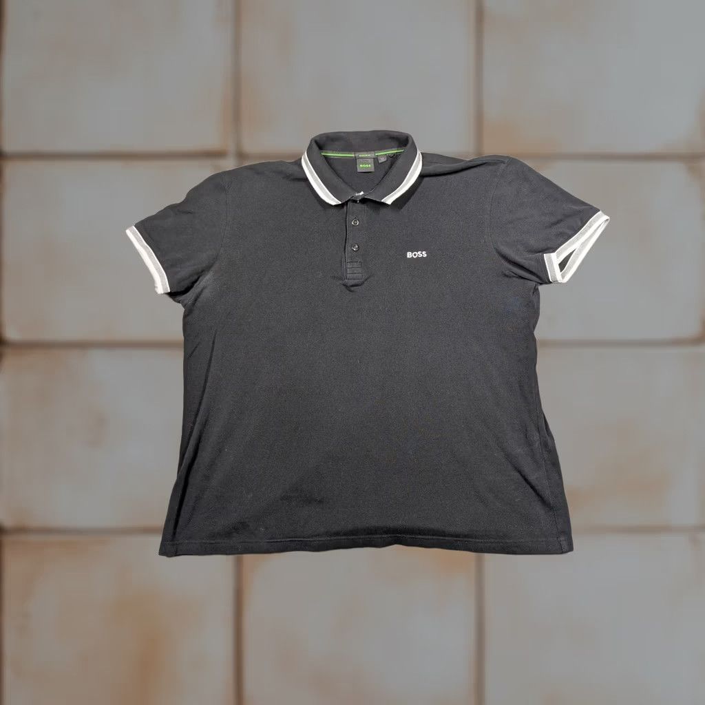 Vintage Boss Polo Shirt Mens 2XL Black Regular Fit Tipped Collar Logo Casual Pique Size US XXL / EU 58 / 5 - 1 Thumbnail