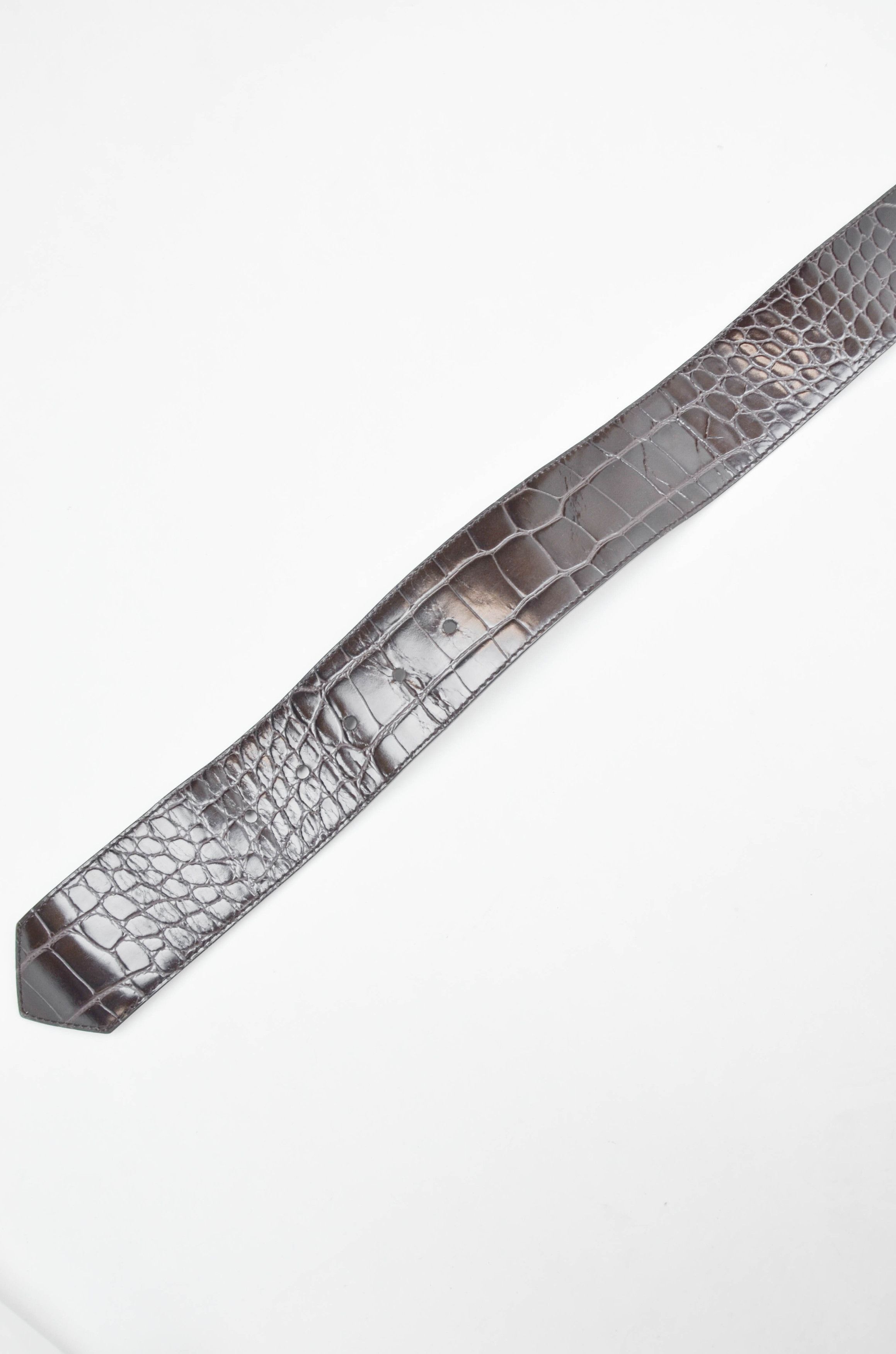 Prada Prada Women’s Crocodile Embossed Brown Leather Belt 75/30 Size ONE SIZE - 4 Thumbnail