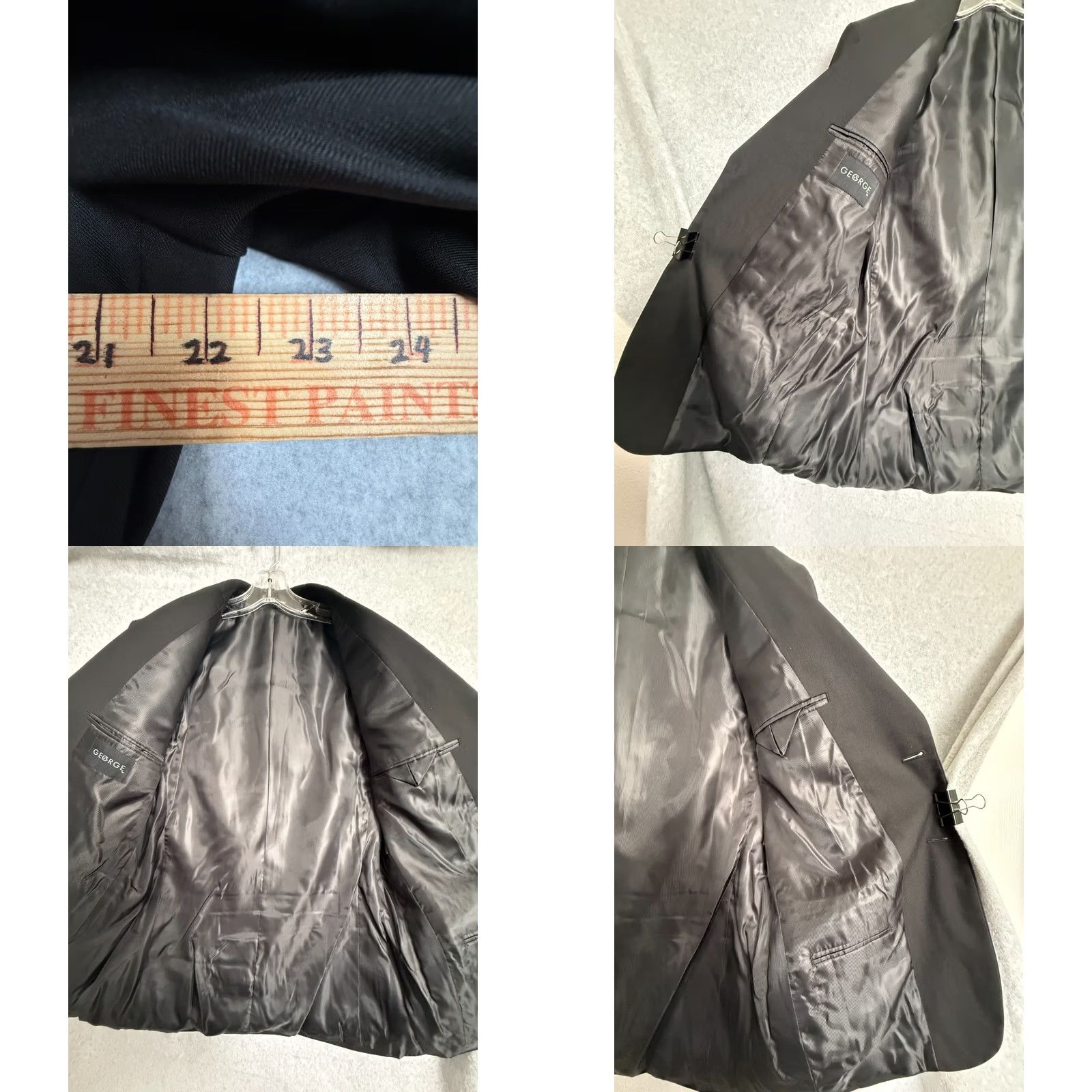 George George Suit Men's Jacket 40R Pants 44x32 Black Set Wrinkle Free NWT Size 40R - 8 Thumbnail