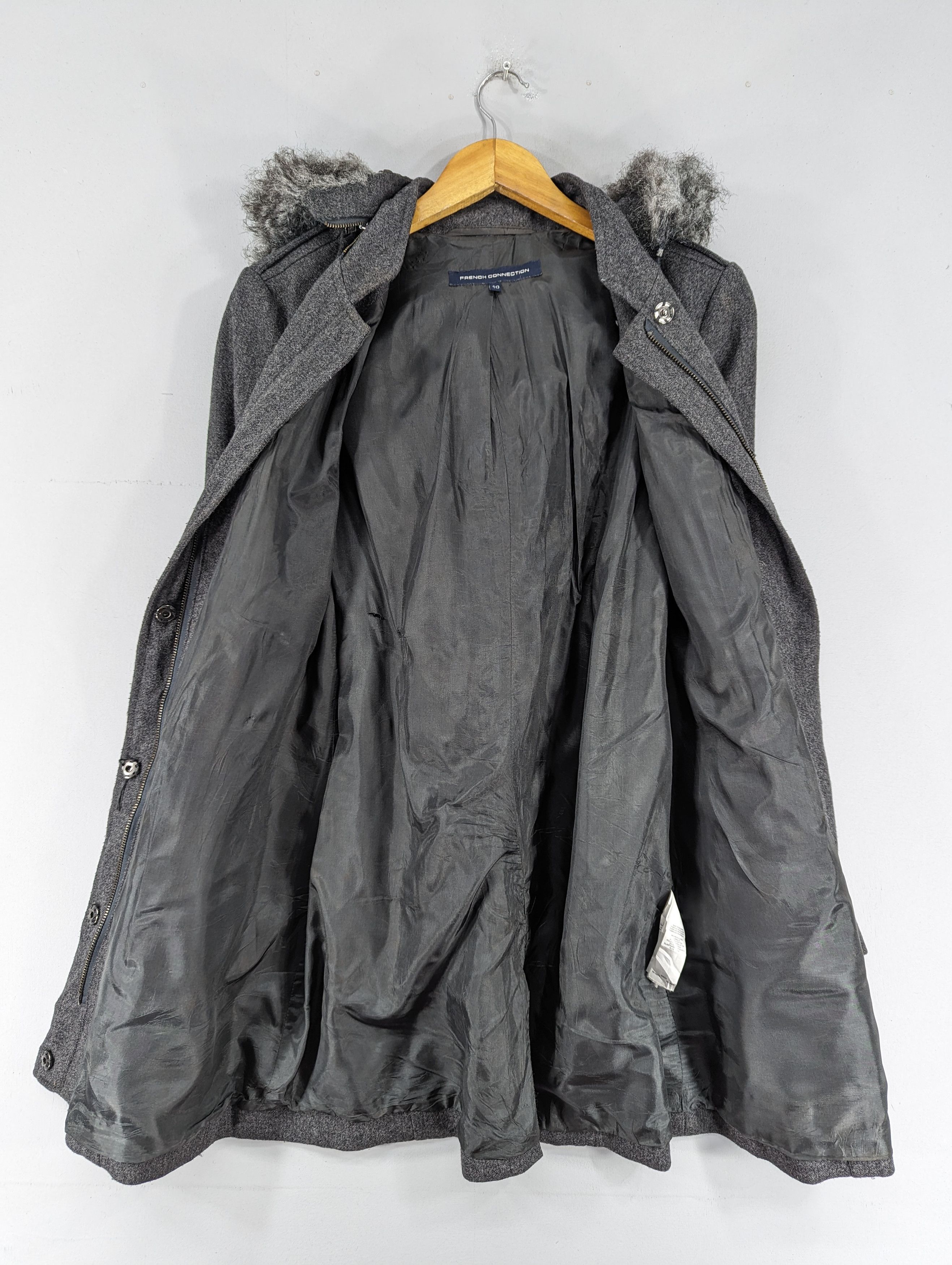 French Connection 🔥RARE🔥French Connection Wool Faux Fur Belted Jacket Size S / US 4 / IT 40 - 9 Thumbnail