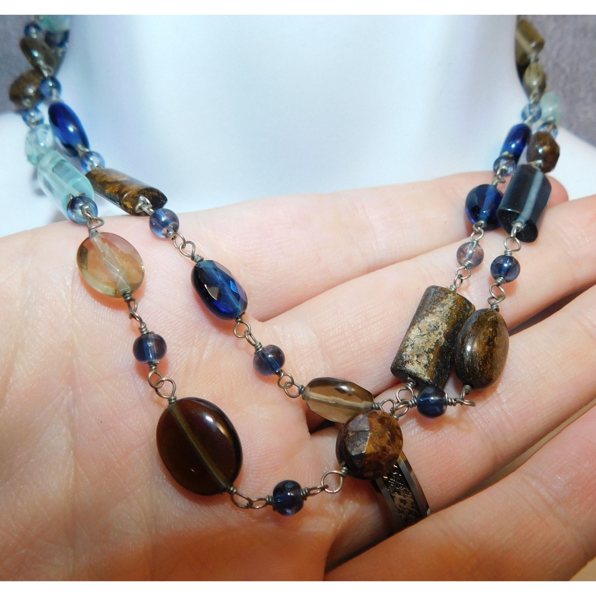 Other Blue And Brown Double Layer Glass Beaded Necklace Size ONE SIZE - 3 Thumbnail