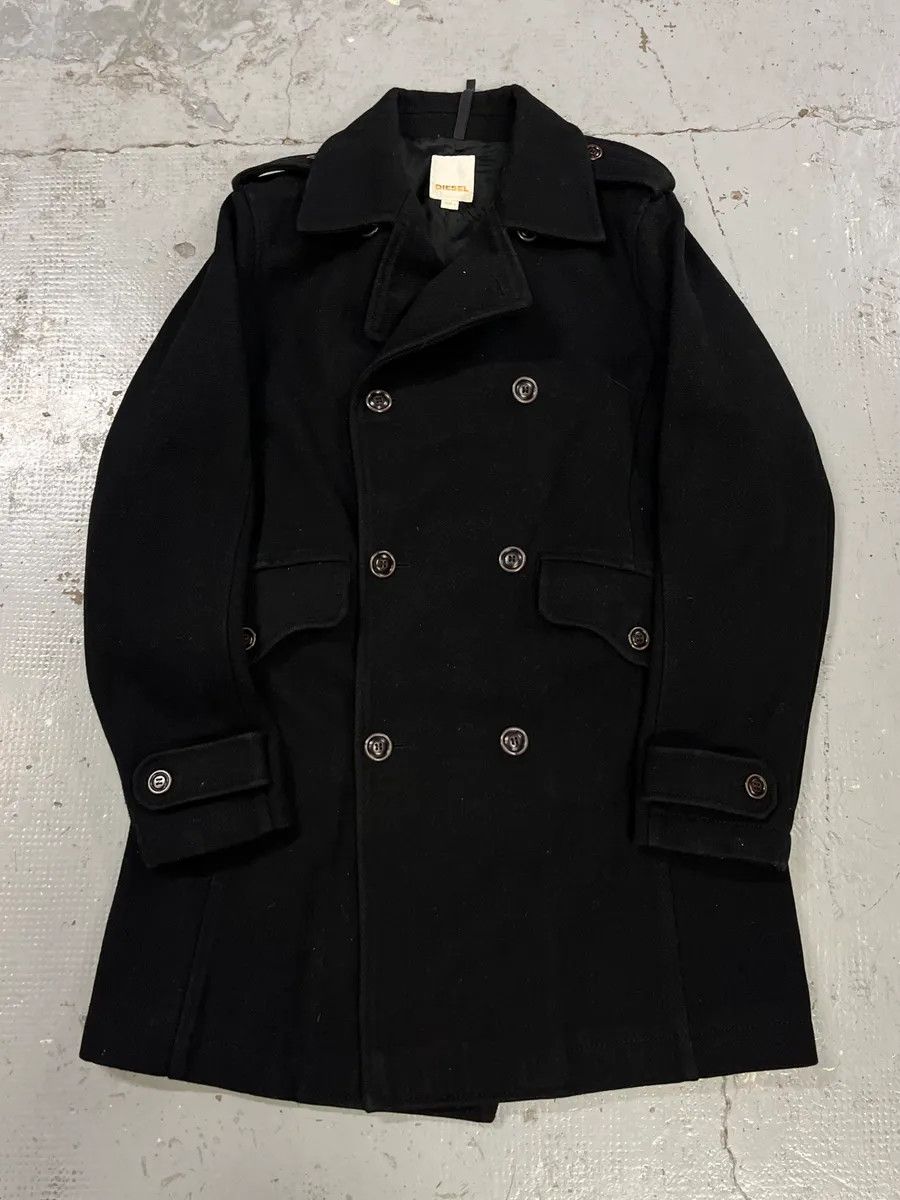 Diesel 2000s Diesel Black Buttuoned Wool Duffle Coat Size US L / EU 52-54 / 3 - 1 Thumbnail