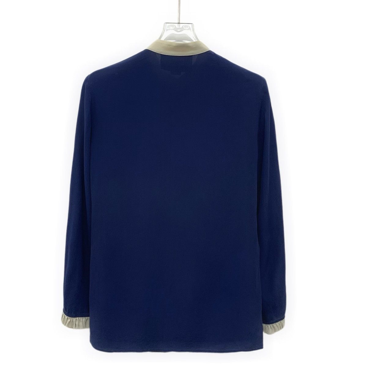 Gucci Gucci Dark Blue Lace Detail Silk Long Sleeve Shirt K26WX Size M / US 6-8 / IT 42-44 - 2 Thumbnail