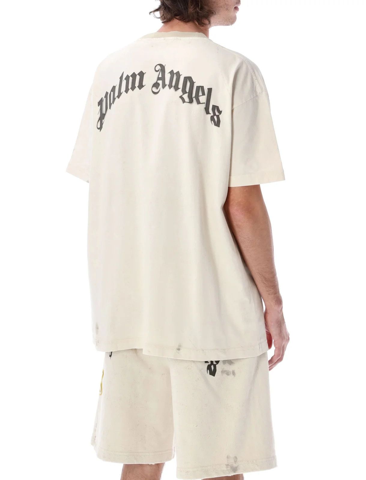Palm Angels o1y0325 Logo Crewneck T-Shirt in Beige Size US XXS / EU 40 - 4 Thumbnail