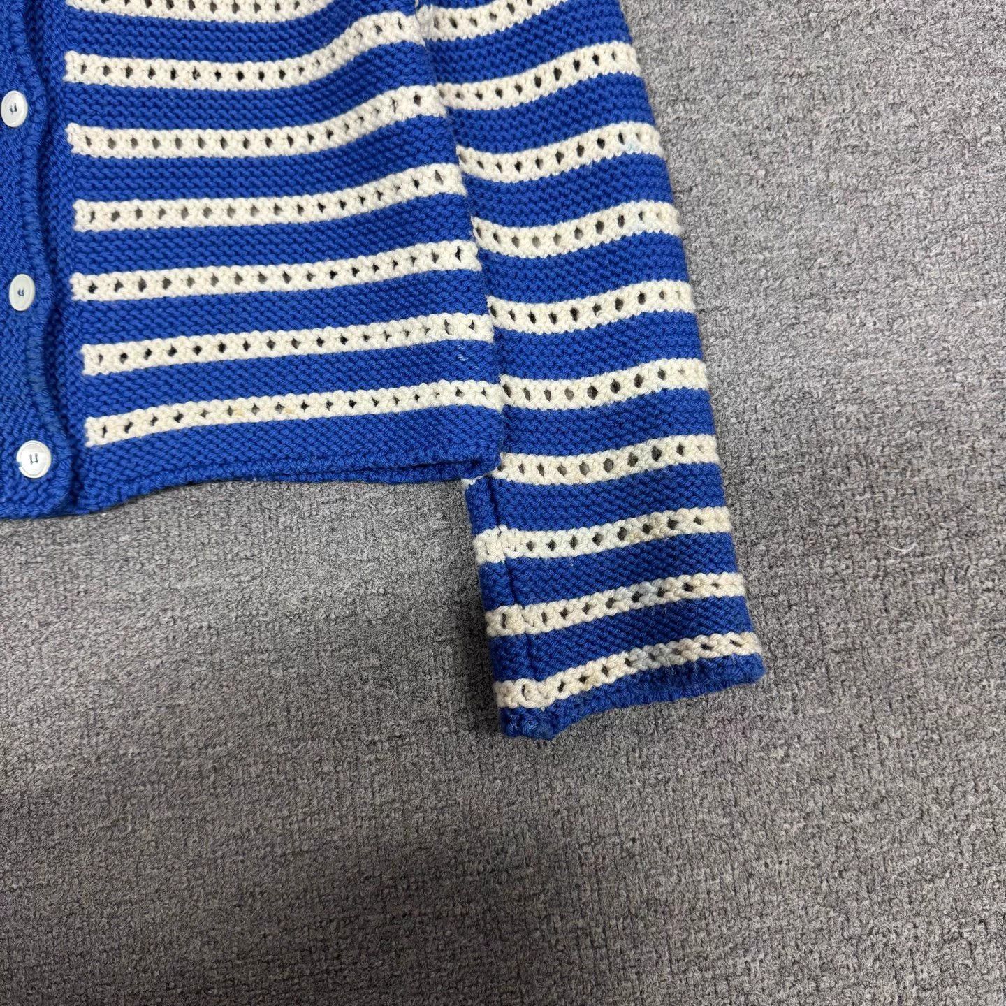 Miu Miu MIU MIU Blue & White Stripe Single-Breasted Knit Cardi Size XS / US 0-2 / IT 36-38 - 5 Thumbnail