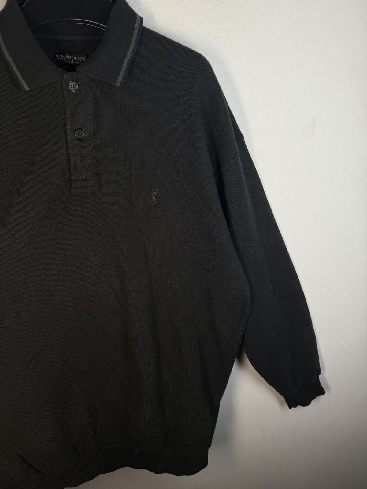 Yves Saint Laurent 90s YSL Sweatshirt 1/4 Black Vintage Quarter Zip Sweater Size US XXL / EU 58 / 5 - 17 Thumbnail